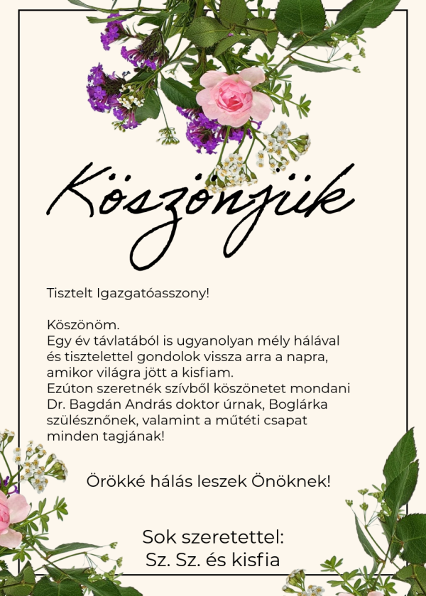 Köszönőlevél egy újdonsült anyukától