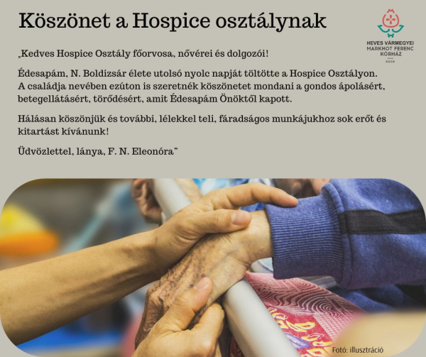 Köszönet a Hospice osztálynak!