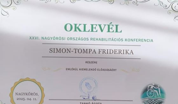Sikeres szakmai szereplés a XXVI. Nagykőrösi Országos Rehabilitációs Konferencián