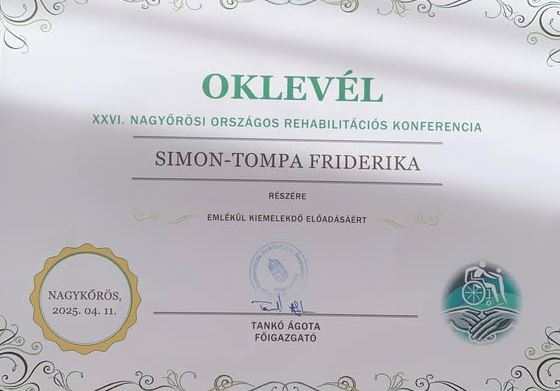 Sikeres szakmai szereplés a XXVI. Nagykőrösi Országos Rehabilitációs Konferencián