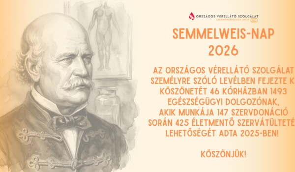 Az Országos Vérellátó Szolgálat Transzplantációs Igazgatósága személyre szóló köszönőlevélben fejezte ki elismerését