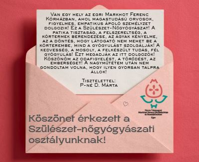 Köszönet a Szülészet-Nőgyógyászati osztálynak