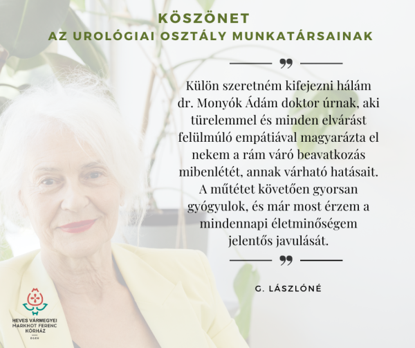 Köszönet az Urológiai osztály munkatársainak