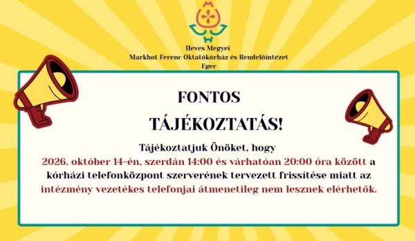 FONTOS TÁJÉKOZTATÁS!