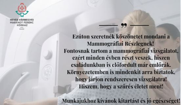 Köszönet  az Emlővizsgáló Centrumnak