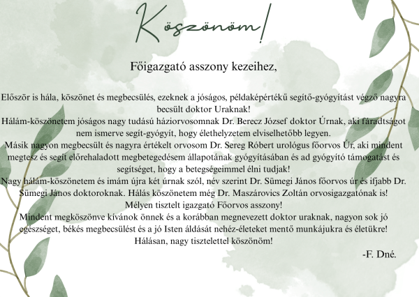 Köszönet több Doktor úrnak